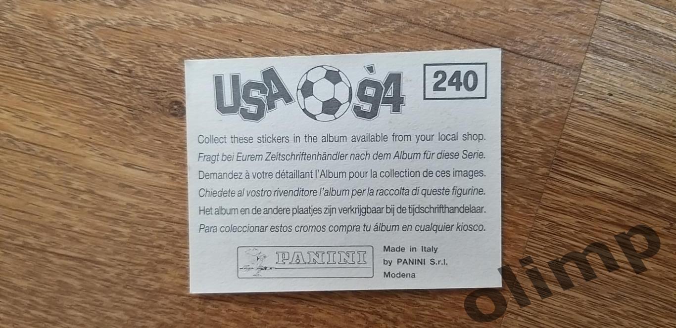 Наклейка Panini к Чемпионату мира 1994, №240 1