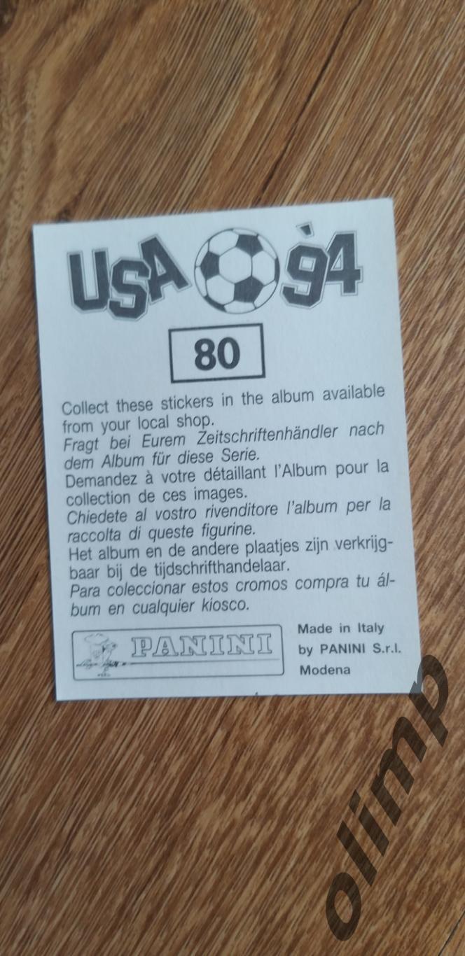 Наклейка Panini к Чемпионату мира 1994, №80 1
