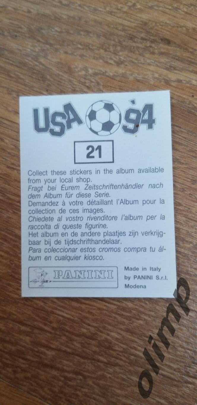 Наклейка Panini к Чемпионату мира 1994, №21 1