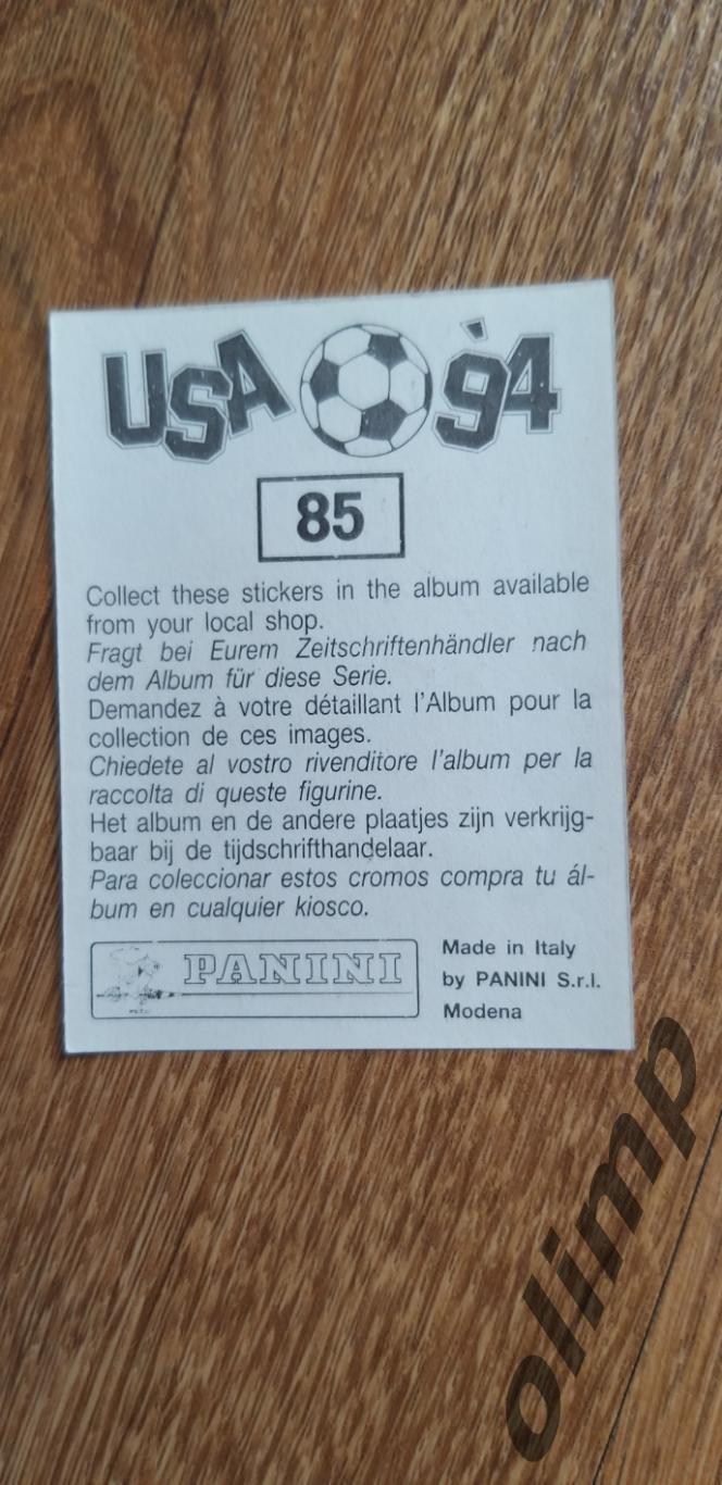 Наклейка Panini к Чемпионату мира 1994, №85 1