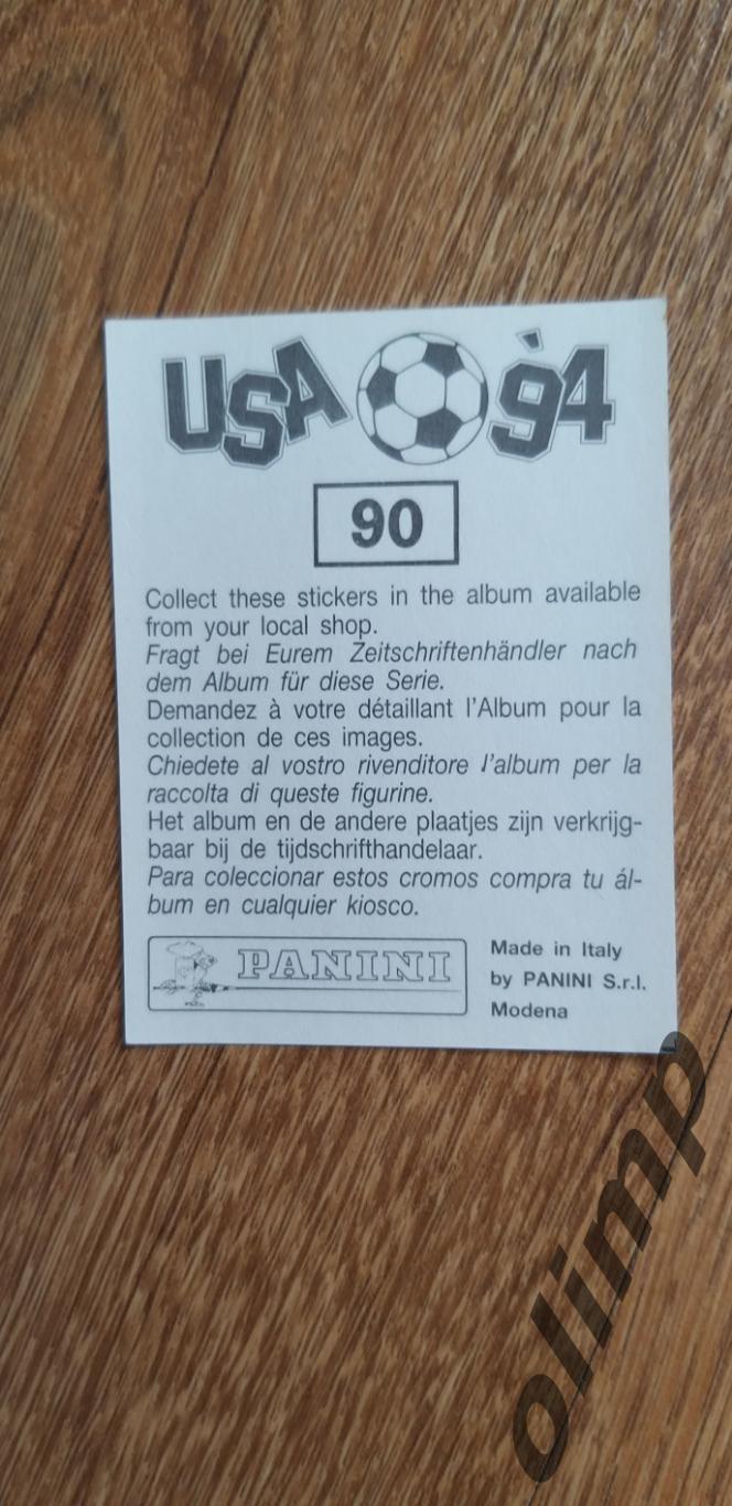 Наклейка Panini к Чемпионату мира 1994, №90 1