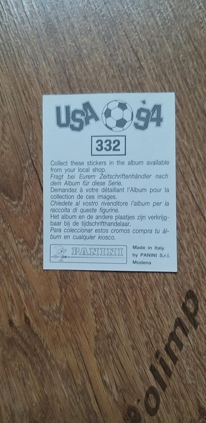 Наклейка Panini к Чемпионату мира 1994, №332 1