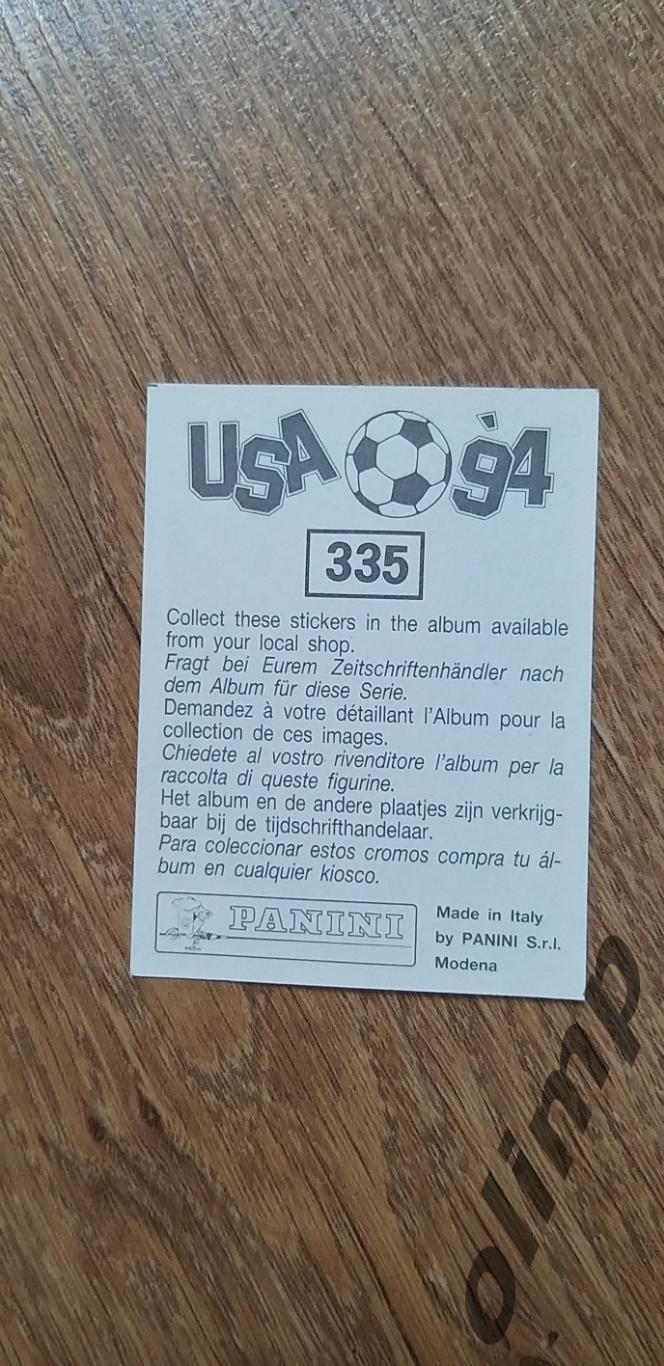 Наклейка Panini к Чемпионату мира 1994, №335 1
