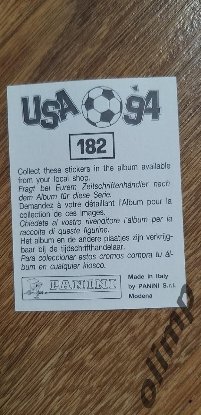 Наклейка Panini к Чемпионату мира 1994, №182 1