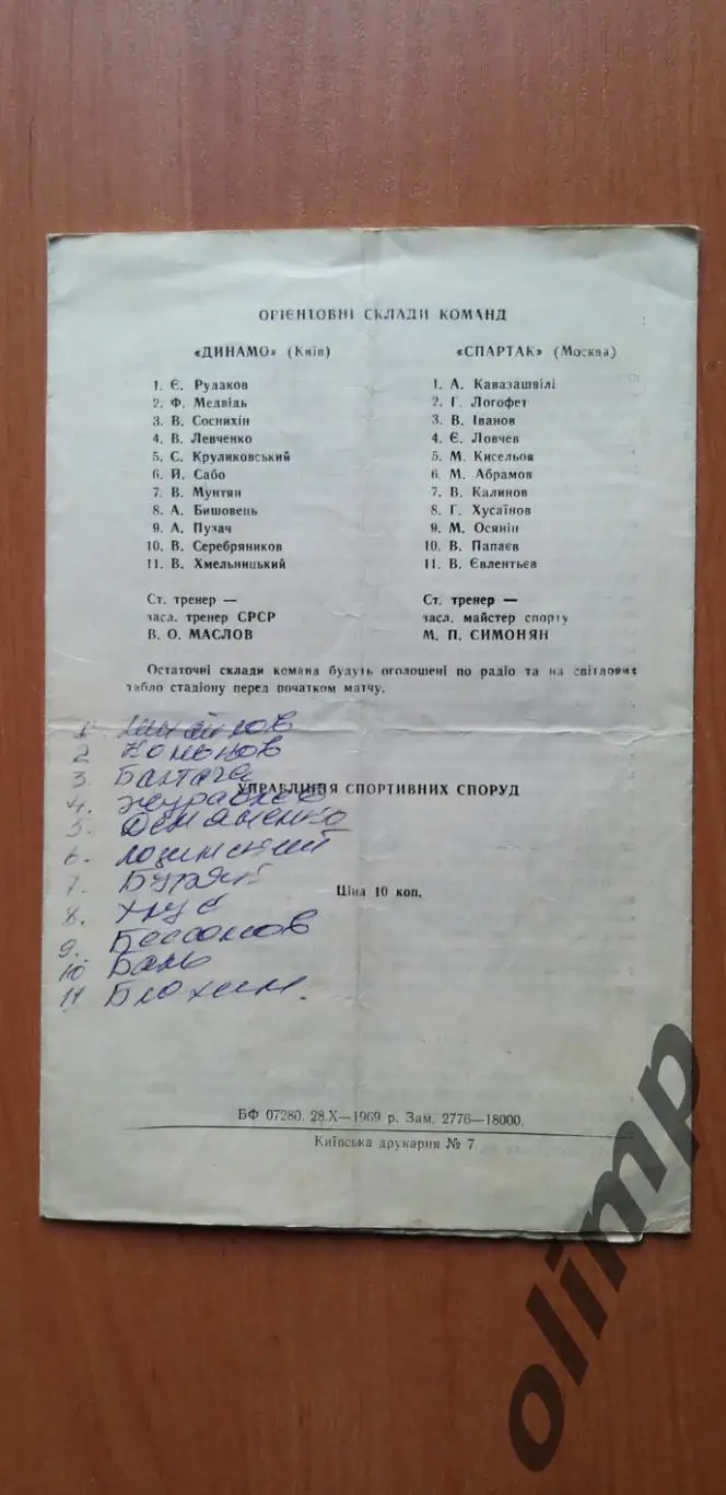 Динамо Киев-Спартак 30.10.1969 1