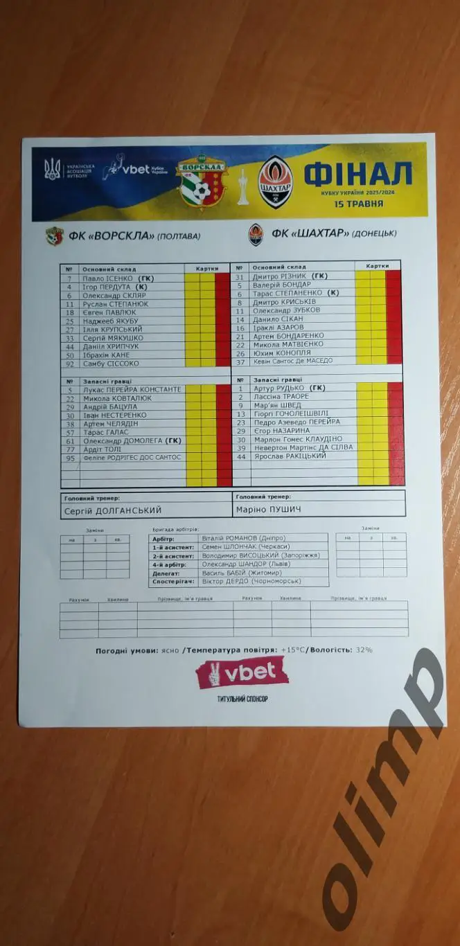 Ворскла Полтава-Шахтер Донецк 15.05.2024, Финал Кубка Украины