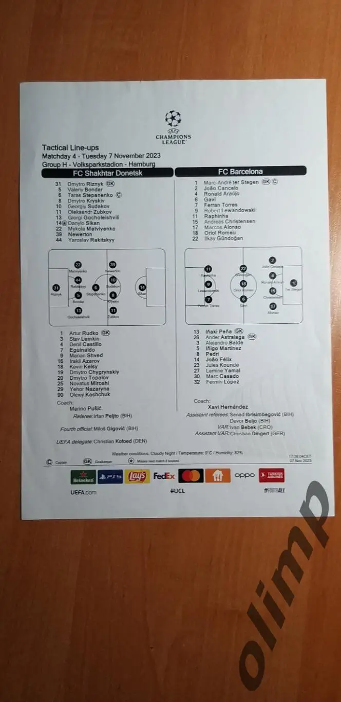 Шахтер Донецк-Барселона 07.11.2023