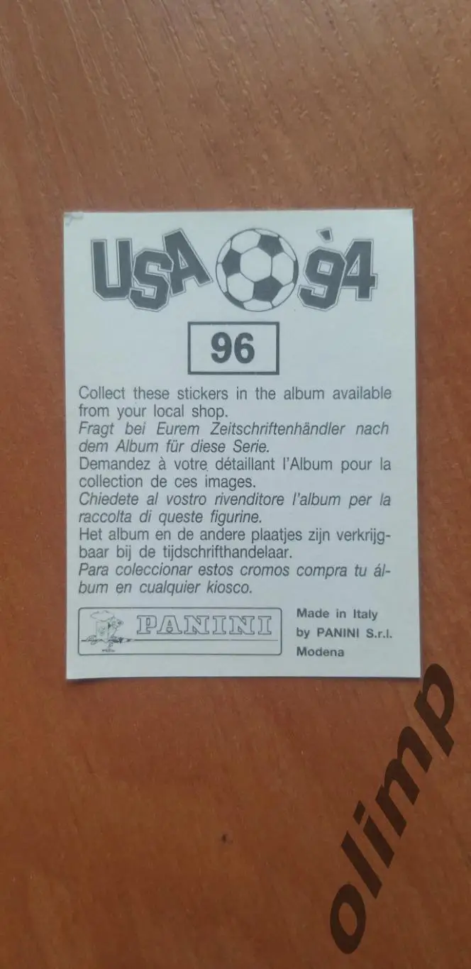 Наклейка Panini к Чемпионату мира 1994, № 96 1