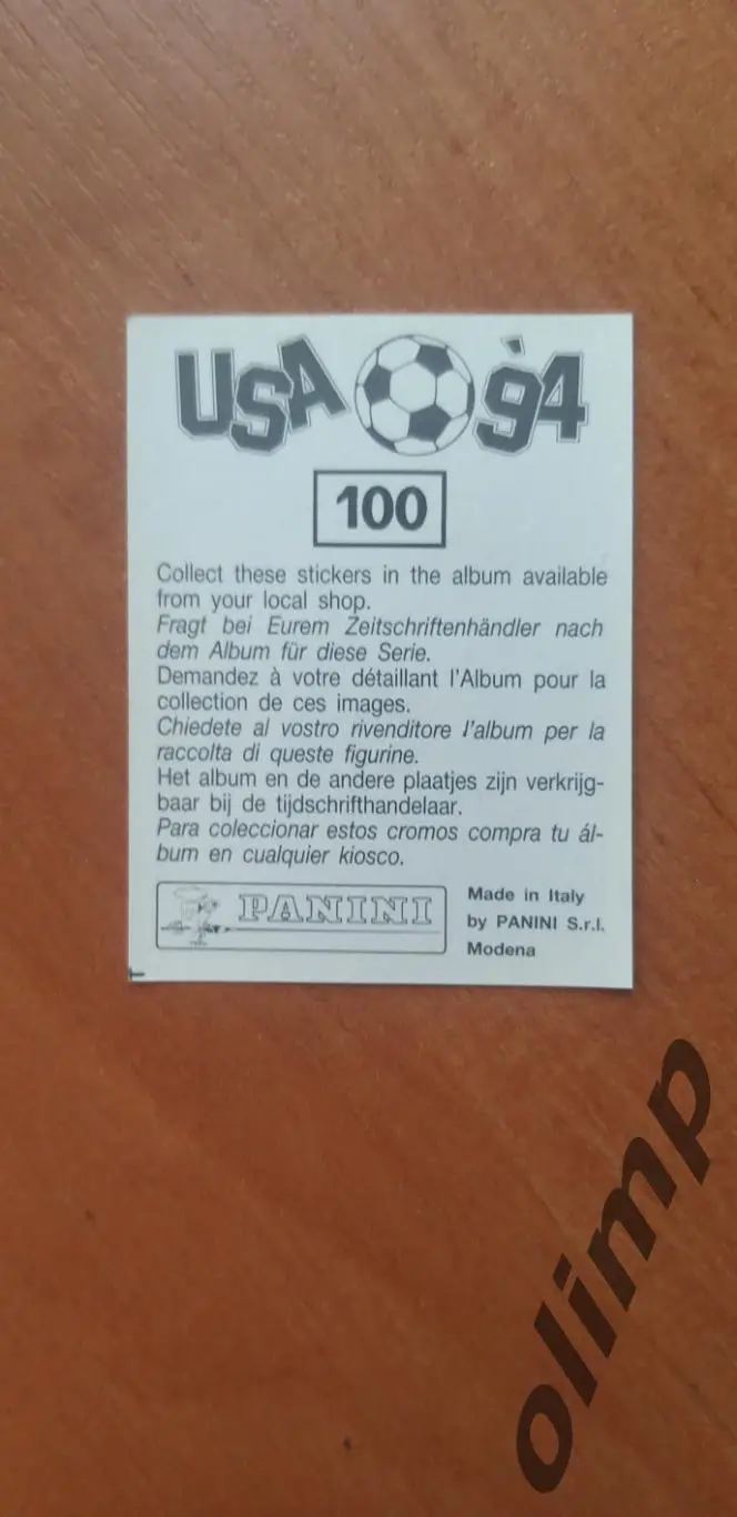 Наклейка Panini к Чемпионату мира 1994, № 100 1