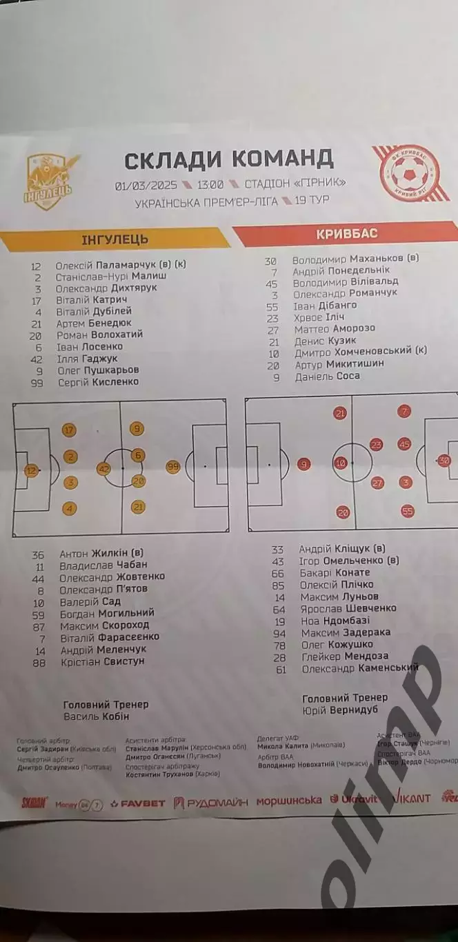 Ингулец-Кривбасс Кривой Рог 01.03.2025