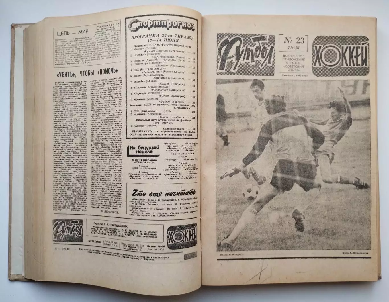 Еженедельник Футбол-Хоккей, комплект, 1987 год 1