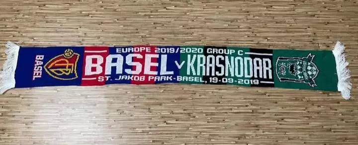 Шарф ФК Базель, Швейцария - ФК Краснодар Россия - 2019