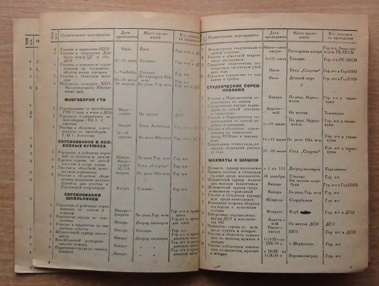 Календарь спортивных мероприятий, Мариуполь-1938, футбол, хоккей и др. 2