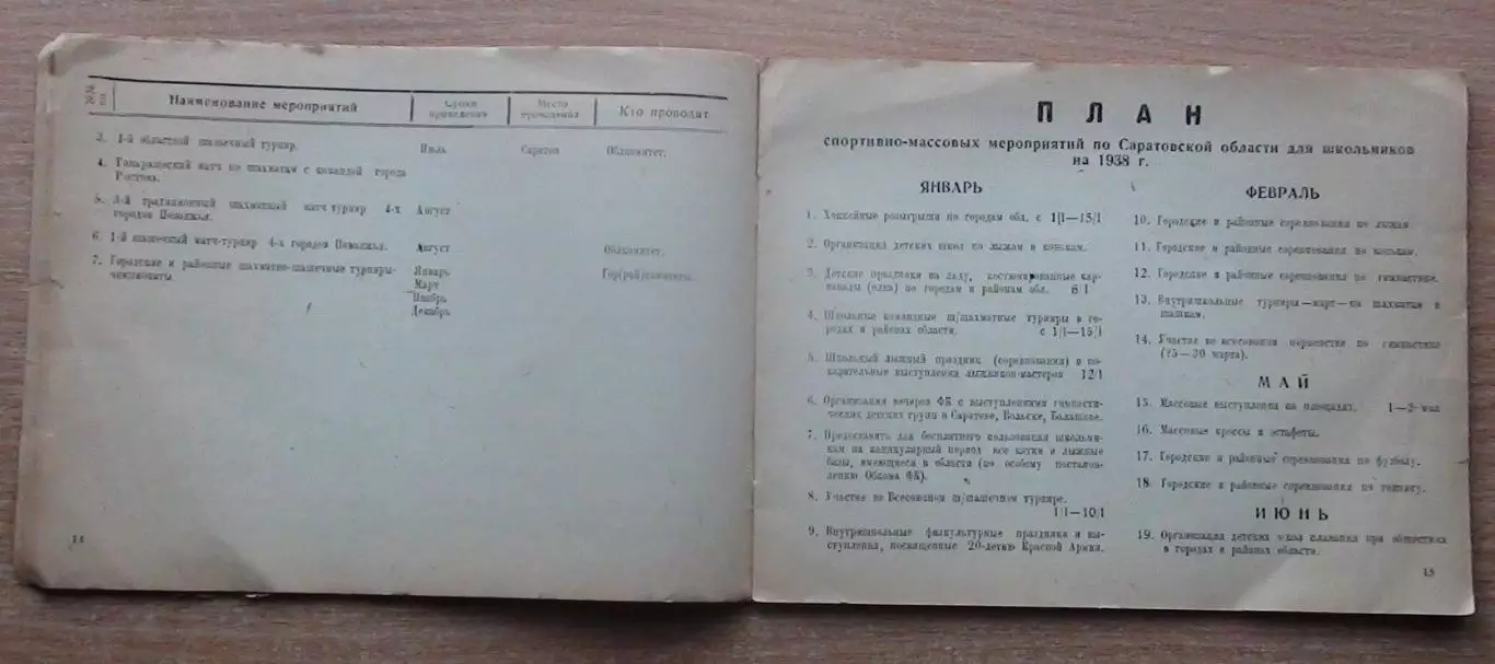 Спортивный календарь и спортрекорды, Саратов-1938, футбол, баскетбол и др. 2