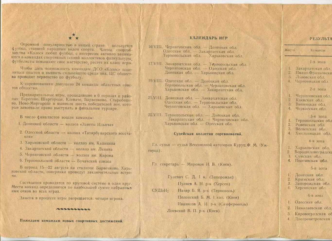 Турнир первенства ДСО Колос, Барвенково, 15-22.08.1971, Донецк, Тернополь, Оде 1