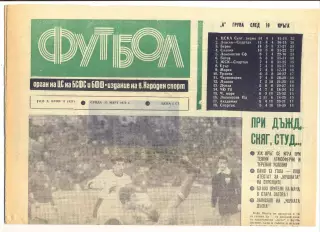 Еженедельник Футбол, Болгария, 15.03.1972