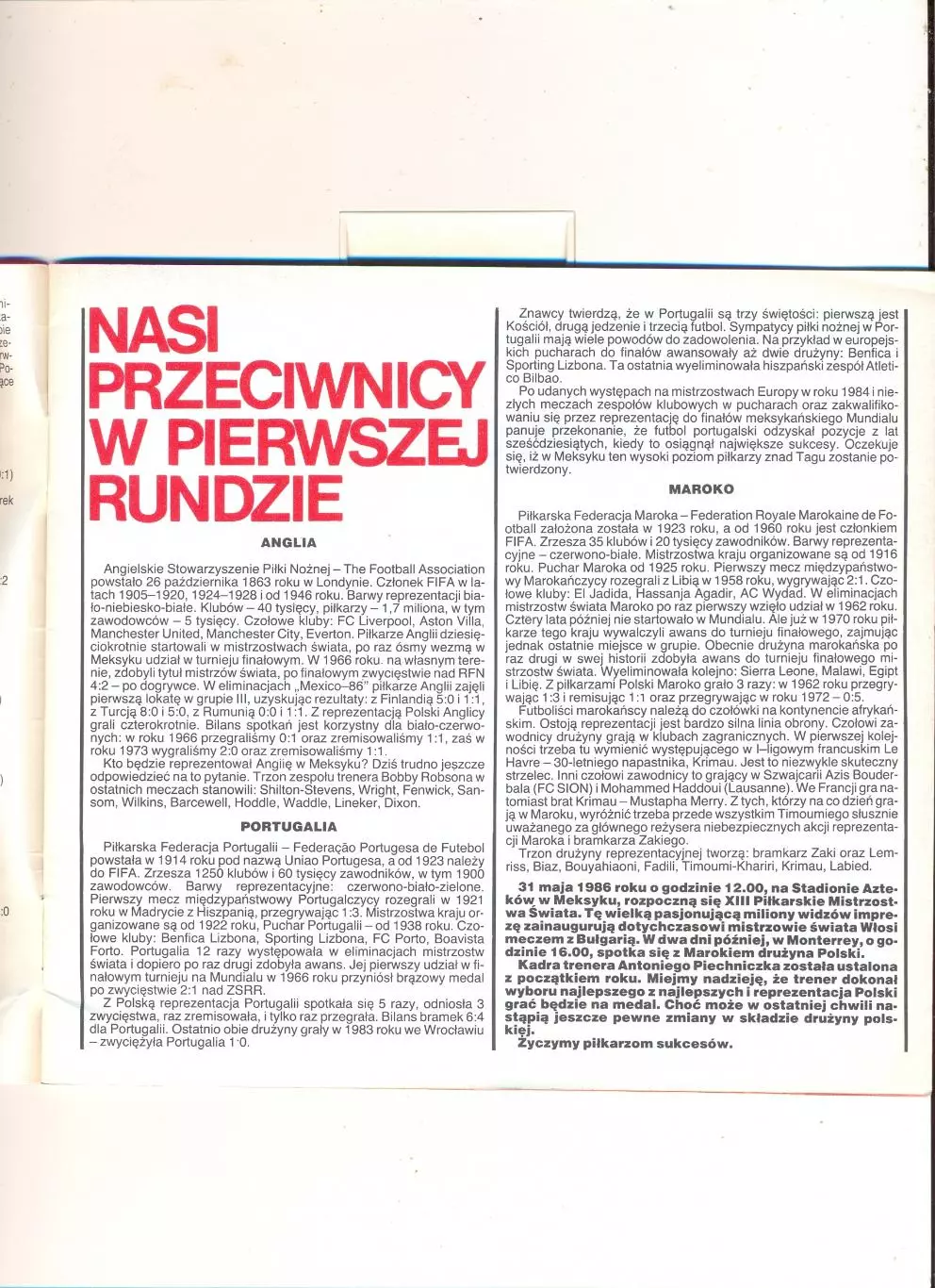 Чемпионат мира, Мексика, 1986, сборная СССР, польское издание №1 1
