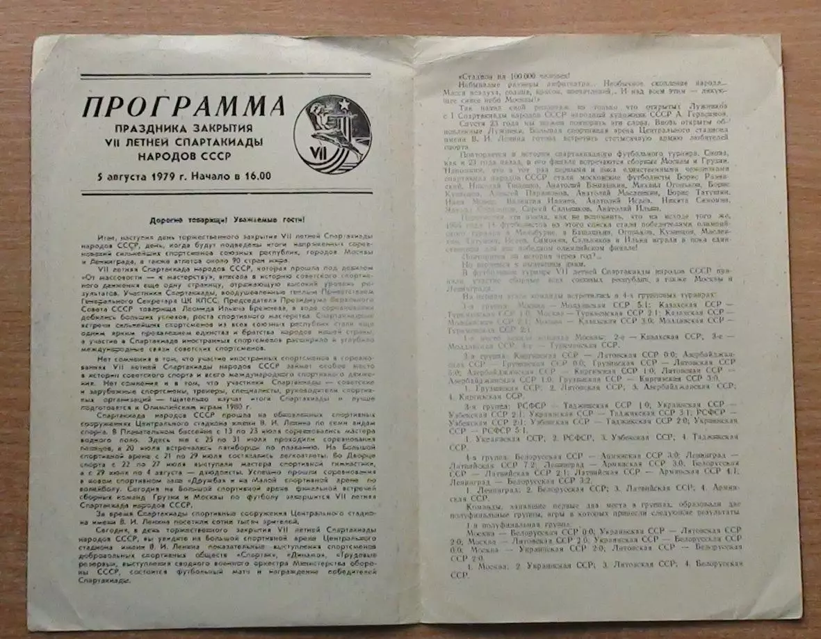 Программа закрытия Спартакиады народов СССР 1979 1