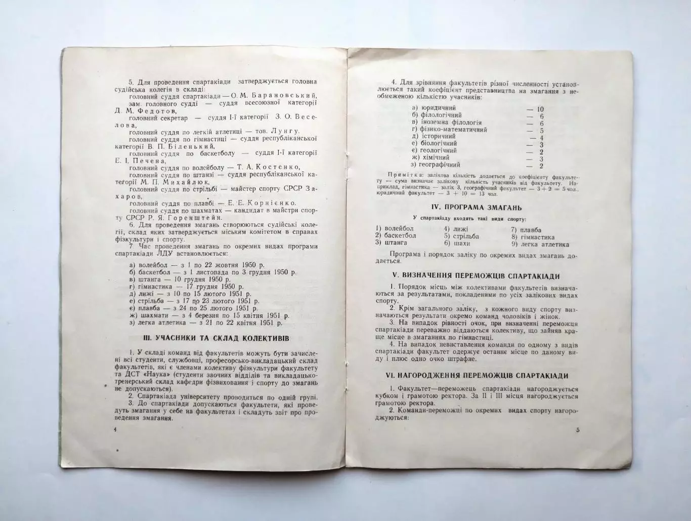 Спартакиада Львовского Университета, 1950, баскетбол, волейбол, Львов 2