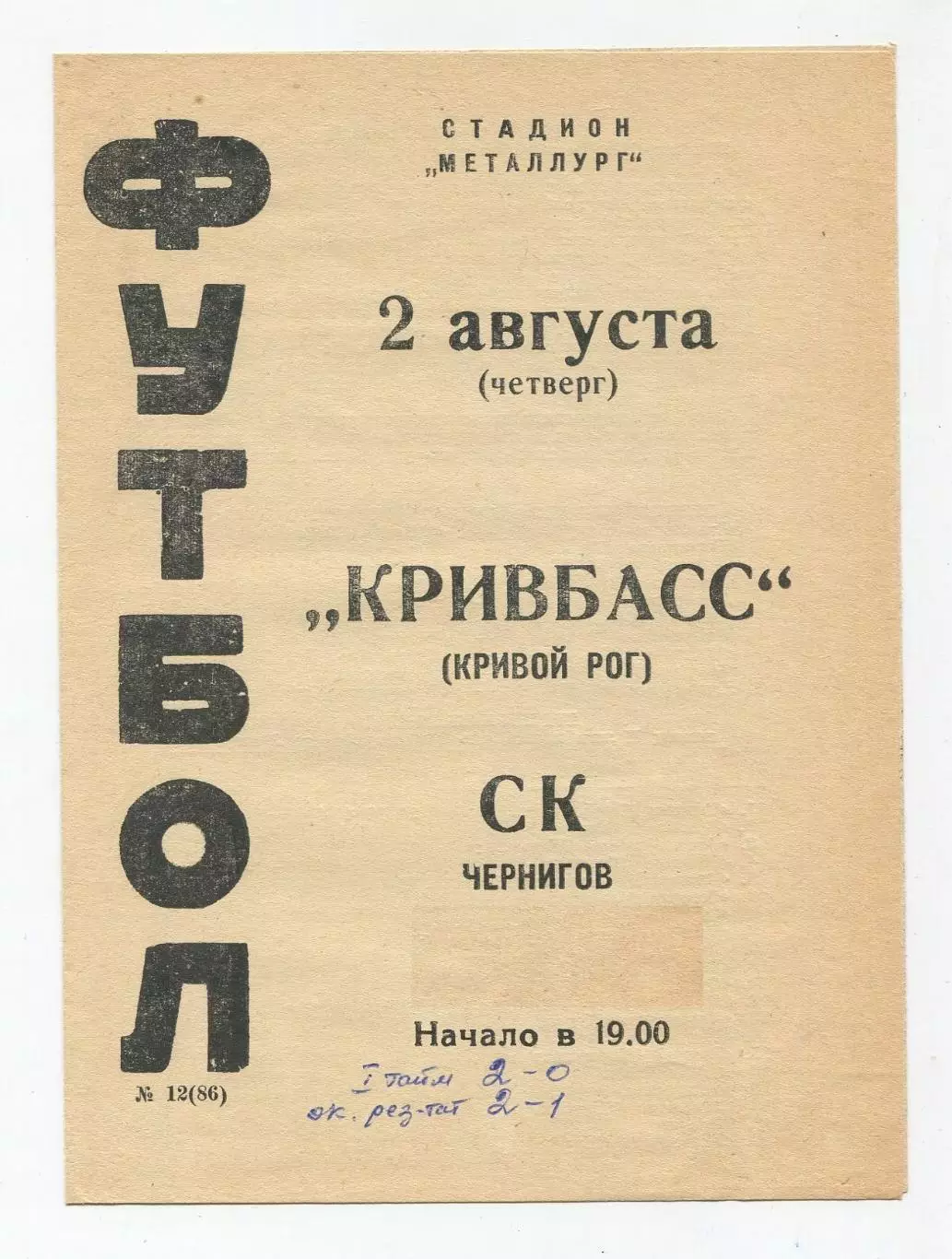 Кривбасс Кривой Рог - СК Чернигов 1973