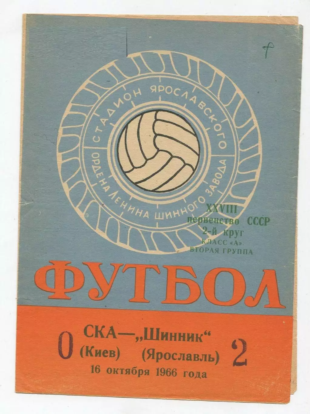 Шинник Ярославль - СКА Киев 1966