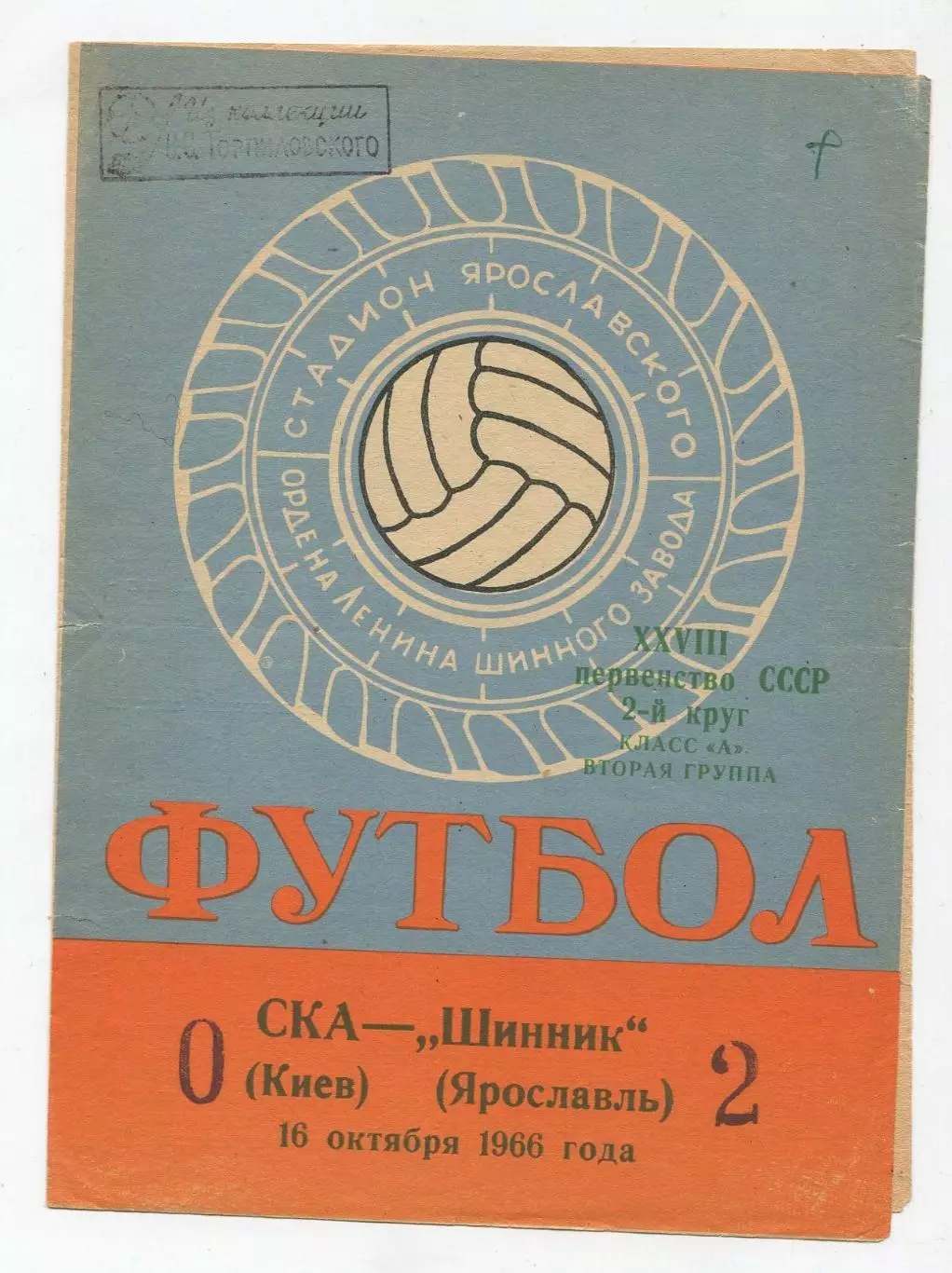 Шинник Ярославль - СКА Киев 1966 1