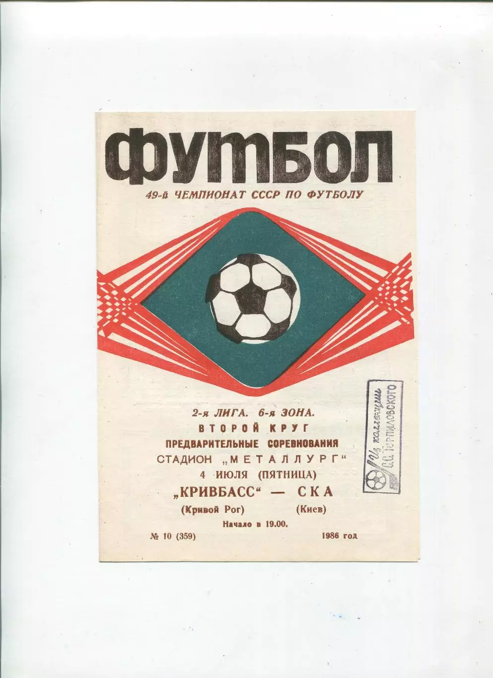 Кривбасс Кривой Рог - СКА Киев 1986