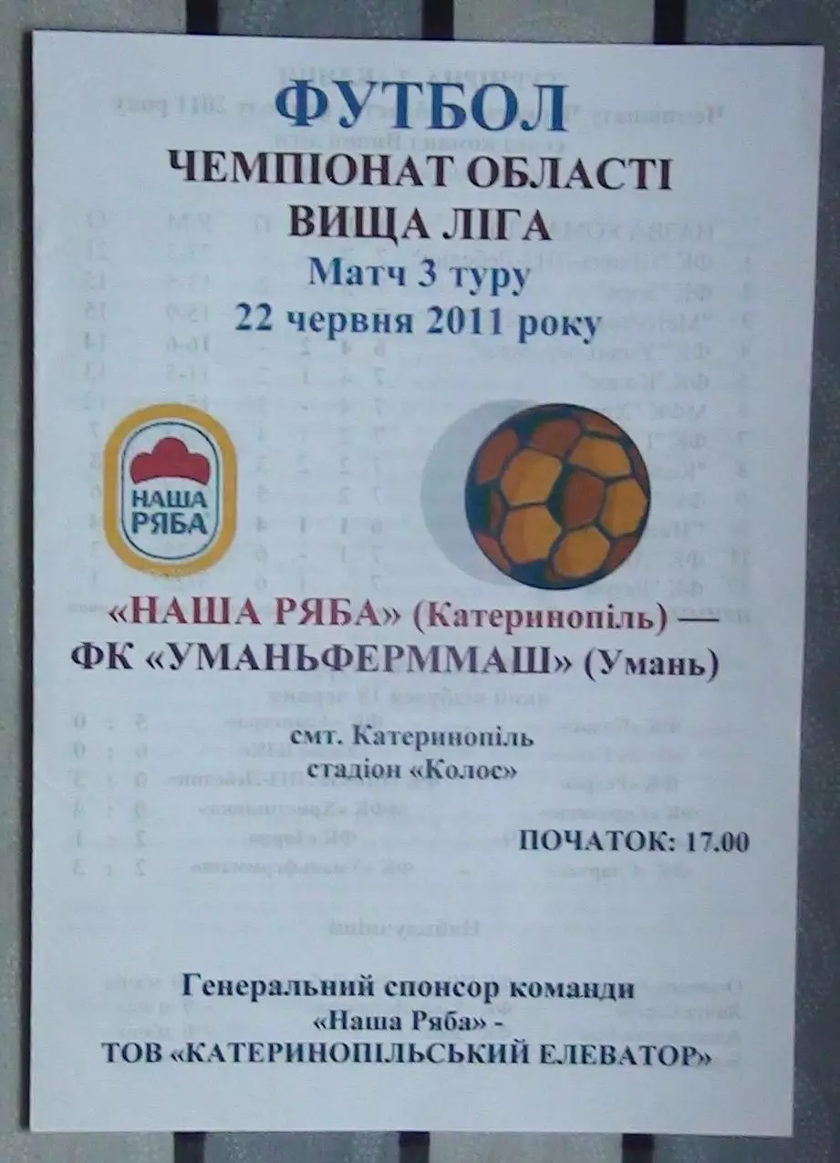 Наша ряба Катеринополь - Уманьферммаш Умань 2011