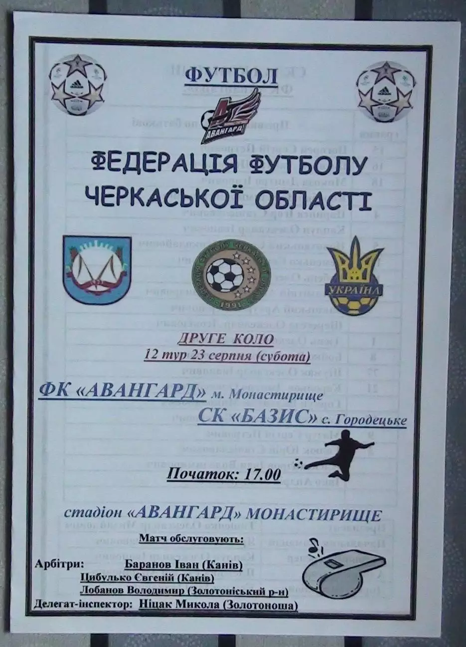 Авангард Монастырище - Базис, Уманский р-н