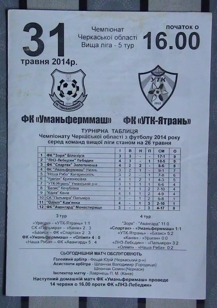 Уманьферммаш Умань - УТК-Ятрань, Уманский р-н 2014