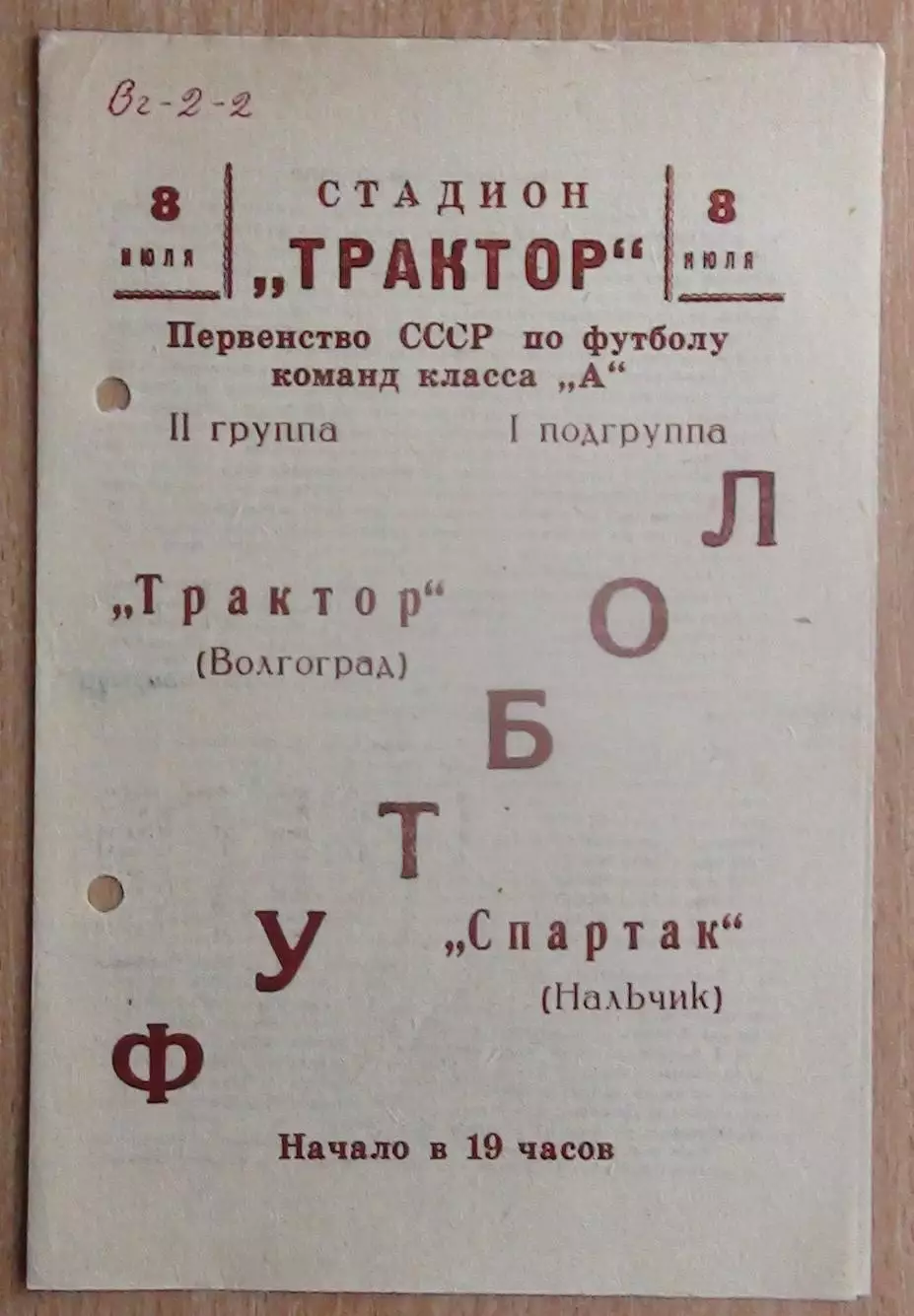Трактор Волгоград - Спартак Нальчик 1966