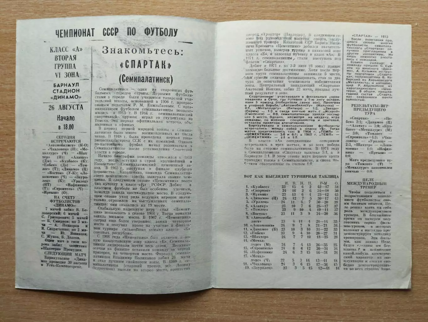 Динамо Барнаул - Спартак Семипалатинск 1972, вид 1 1