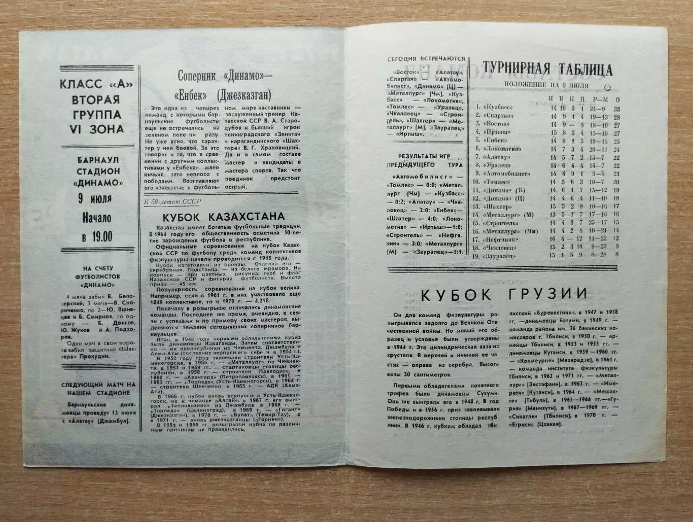 Динамо Барнаул - Енбек Джезказган 1972 1