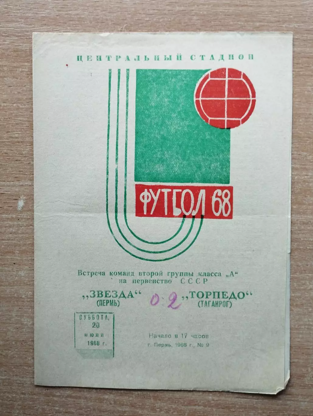 Звезда Пермь - Торпедо Таганрог 1968