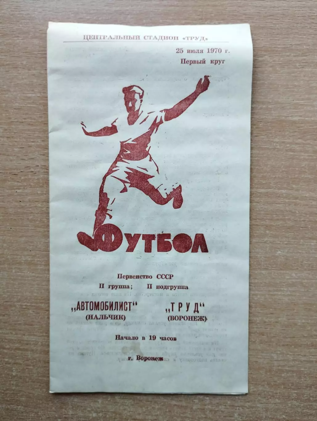 Труд Воронеж - Автомобилист Нальчик 1970