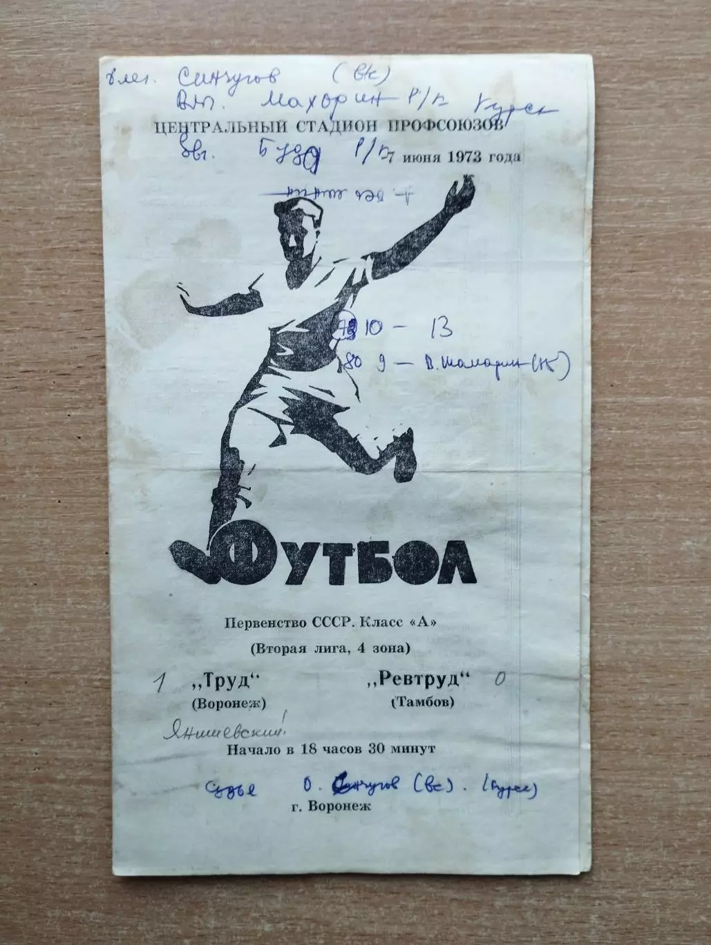 Труд Воронеж - Ревтруд Тамбов 1973