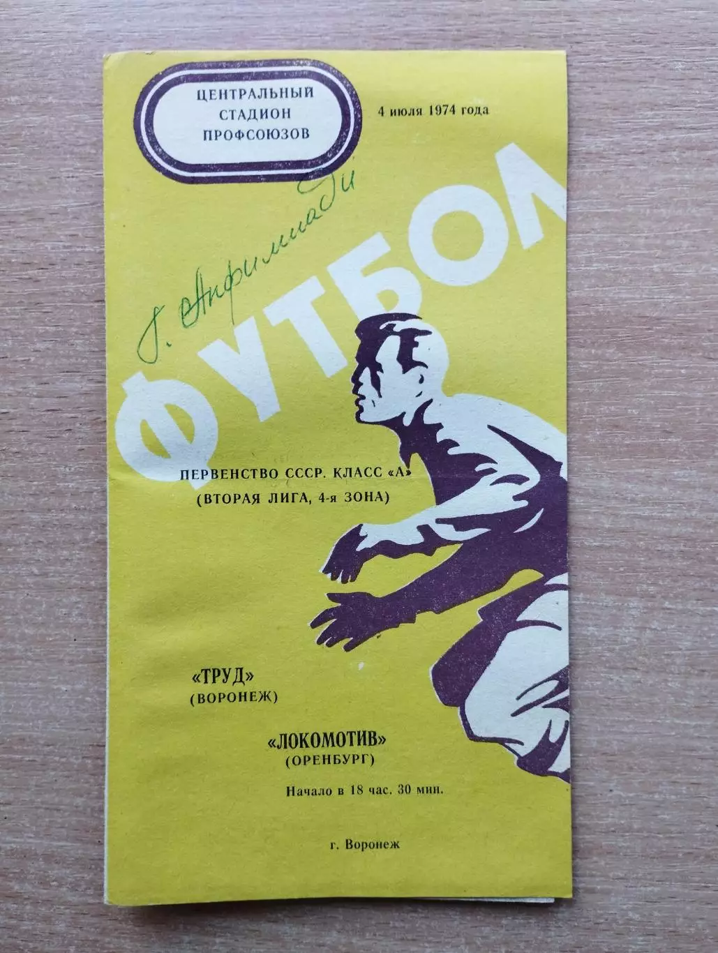 Труд Воронеж - Локомотив Оренбург 1974