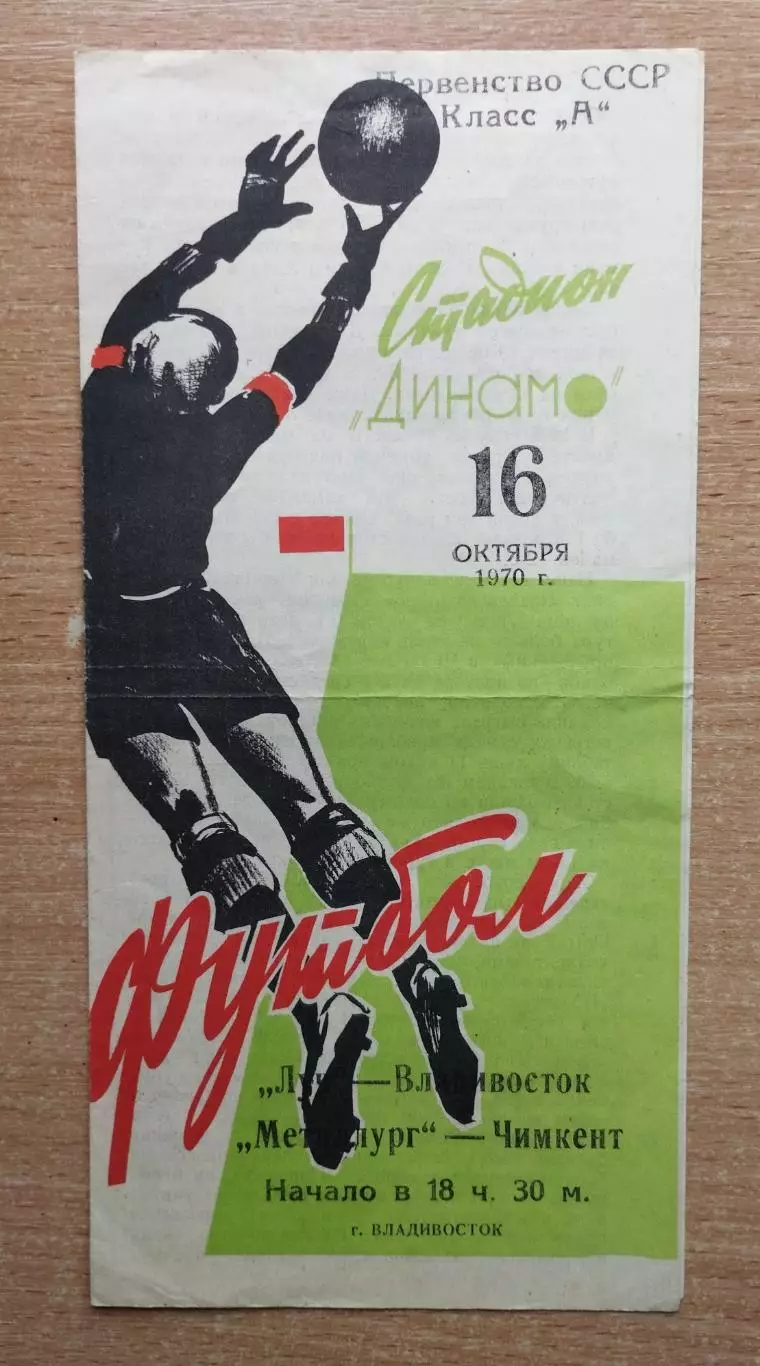 Луч Владивосток - Мелиоратор Чимкент 1970