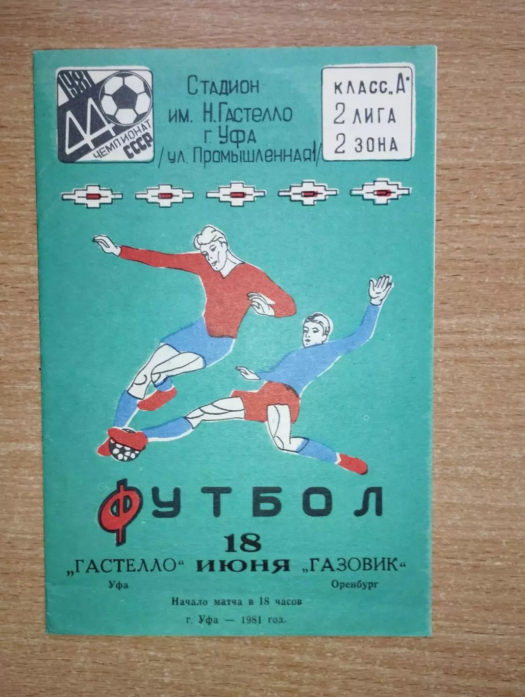Гастелло Уфа - Газовик Оренбург 1981