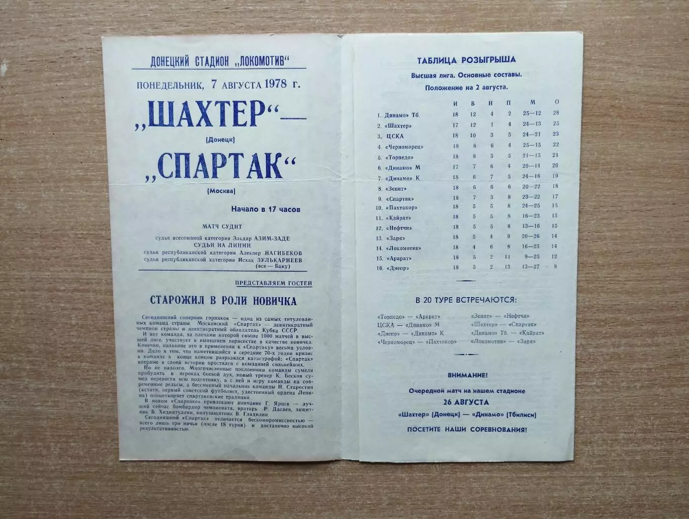Шахтёр Донецк - Спартак Москва 1978 1