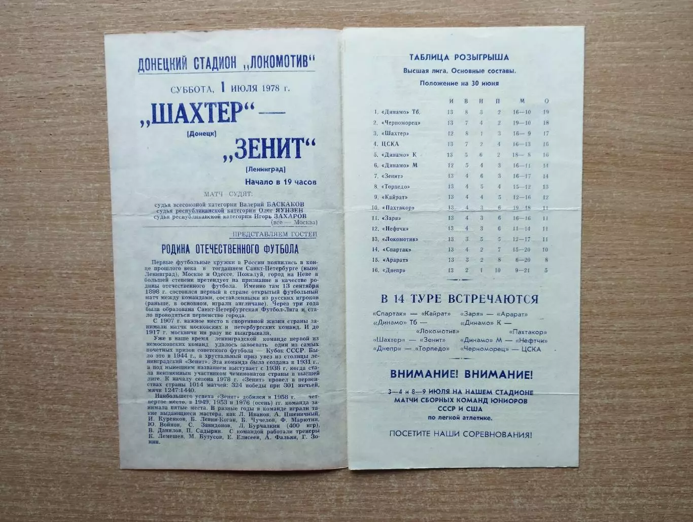 Шахтёр Донецк - Зенит Ленинград 1978 1