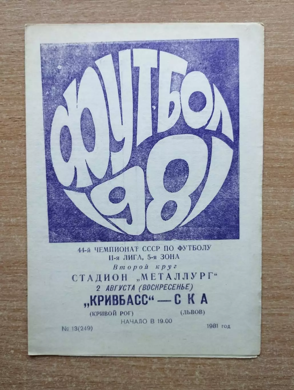 Кривбасс Кривой Рог - СКА Львов 1981
