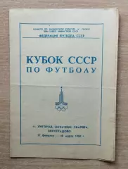 Кубок СССР 1980, зона Ужгород (Динамо Киев, Локомотив Москва, Карпаты, Днепр)