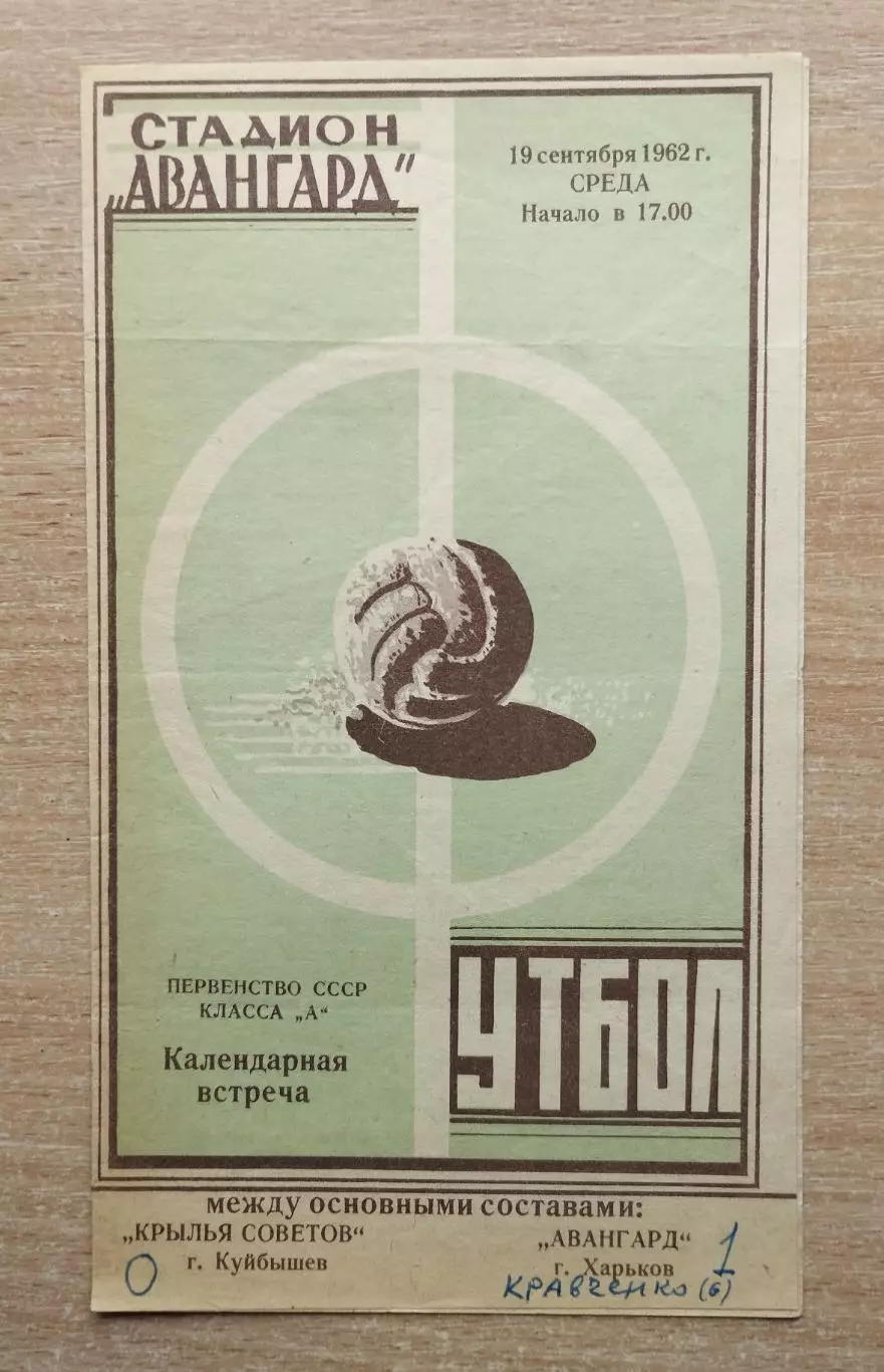 Авангард Харьков - Крылья Советов Куйбышев 1962