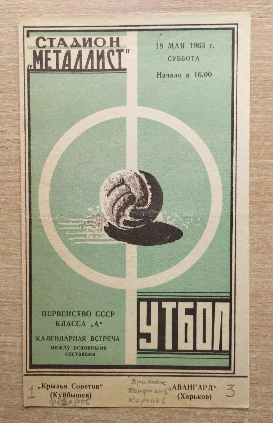 Авангард Харьков - Крылья Советов Куйбышев 1963