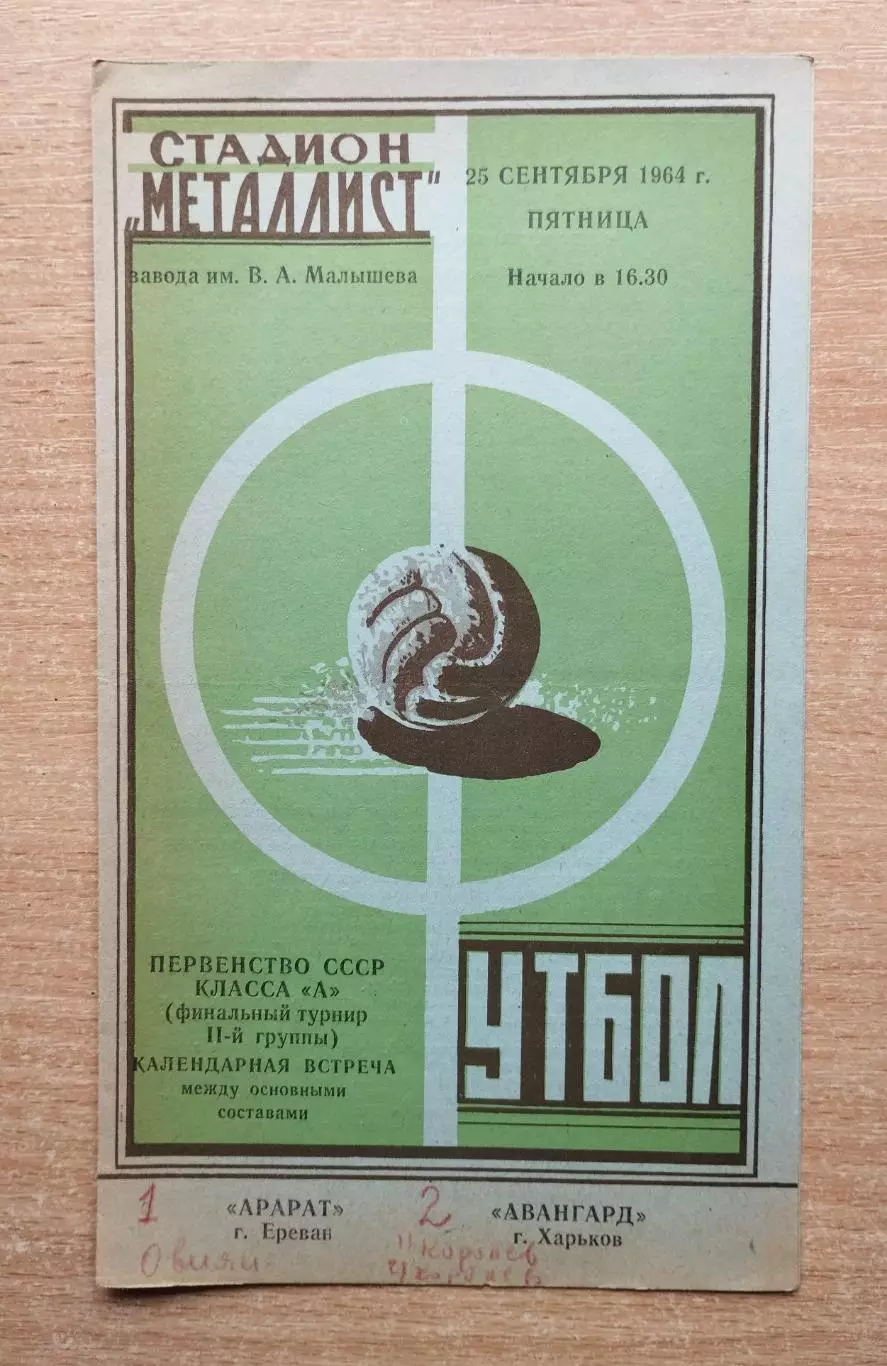 Авангард Харьков - Арарат Ереван 1964