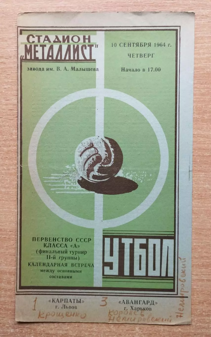 Авангард Харьков - Карпаты Львов 1964