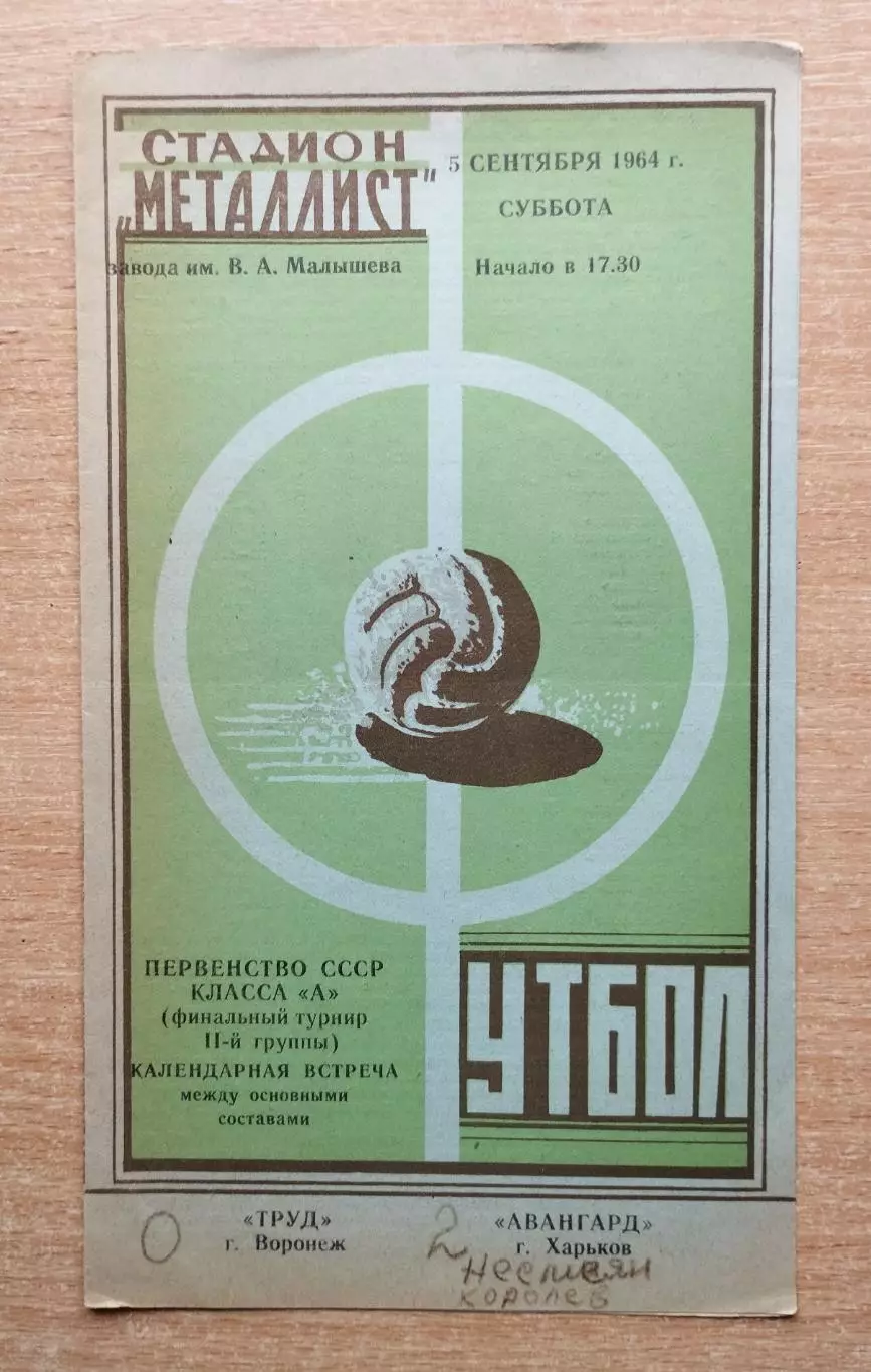 Авангард Харьков - Труд Воронеж 1964