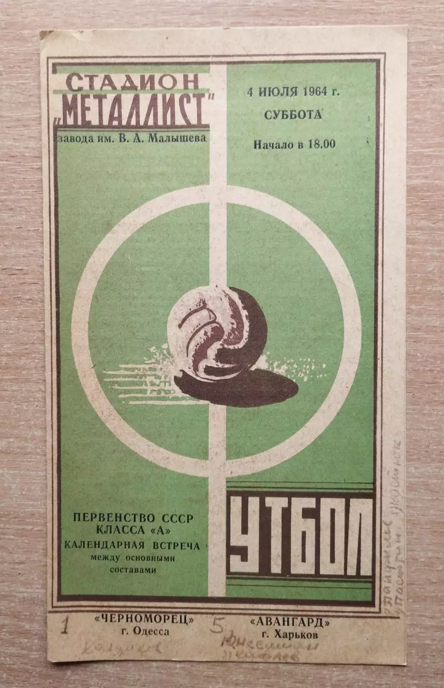 Авангард Харьков - Черноморец Одесса 1964