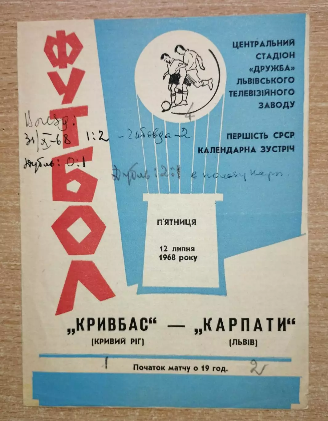 Карпаты Львов - Кривбасс Кривой Рог 1968